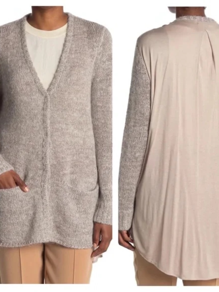 As By Df True Romance Cardigan Heathered Mocha Wool Mohair Blend Oversized M